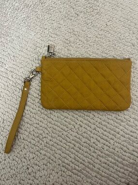Prune Quilted Mustard Wristlet Clutch with Detachable Strap